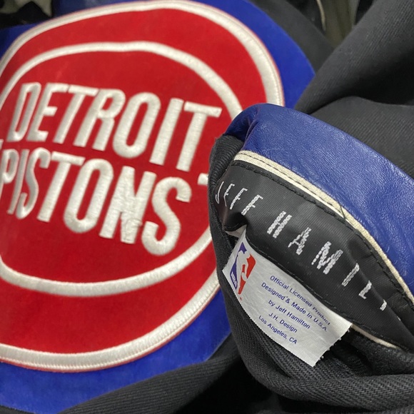 JEFF HAMILTON DETROIT PISTONS LEATHER JACKET LARGE - Picture 12 of 14